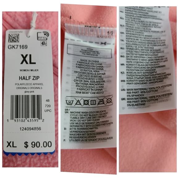 🔴SOLD🔴|Adidas Sherpa Fleece Pink 1/4 Zip Hearts - Picture 9 of 9